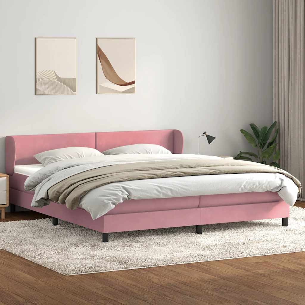 Box Spring κρεβάτι με στρώματα ροζ 200x210 cm Βελούδινο