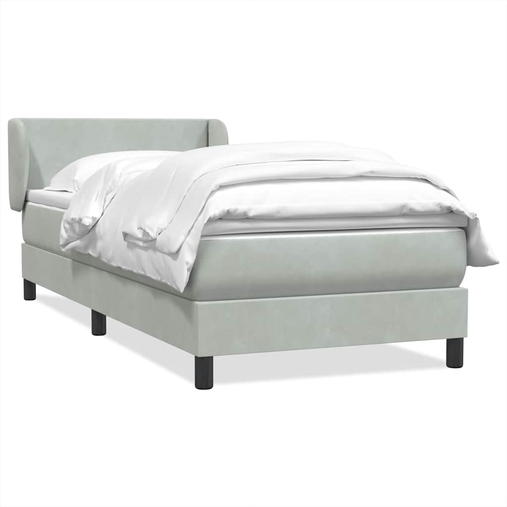 Box Spring κρεβάτι με στρώμα ανοιχτό γκρι 80x220 cm Βελούδινο