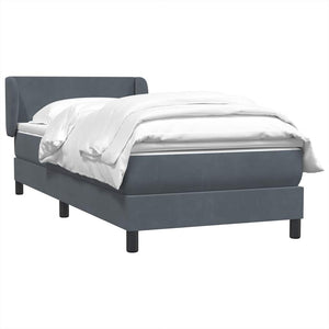 Κρεβάτι Boxspring με Στρώμα Σκούρο Γκρι 80x220 εκ. Βελούδινο