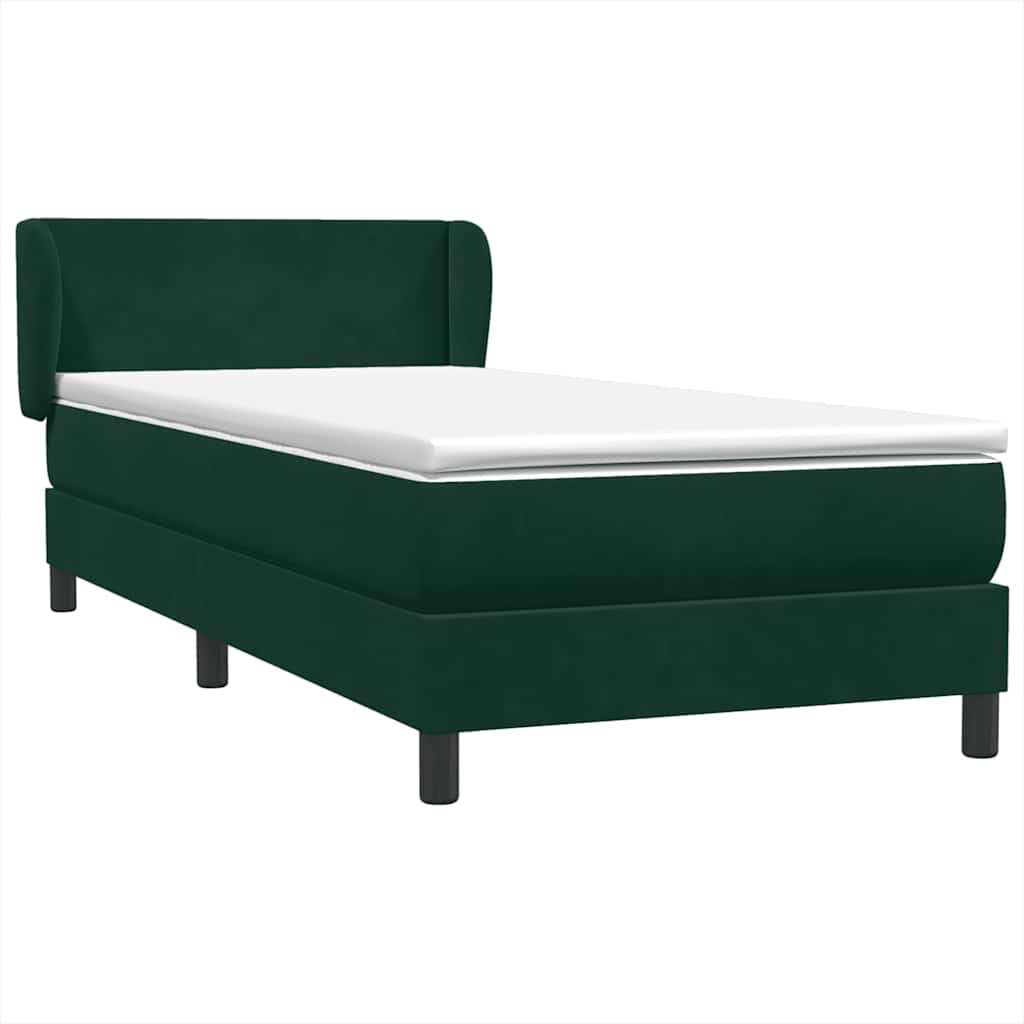 Box Spring κρεβάτι με στρώμα σκούρο πράσινο 80x220εκ. Βελούδινο - Pakobazaar