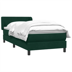 Box Spring κρεβάτι με στρώμα σκούρο πράσινο 80x220εκ. Βελούδινο - Pakobazaar