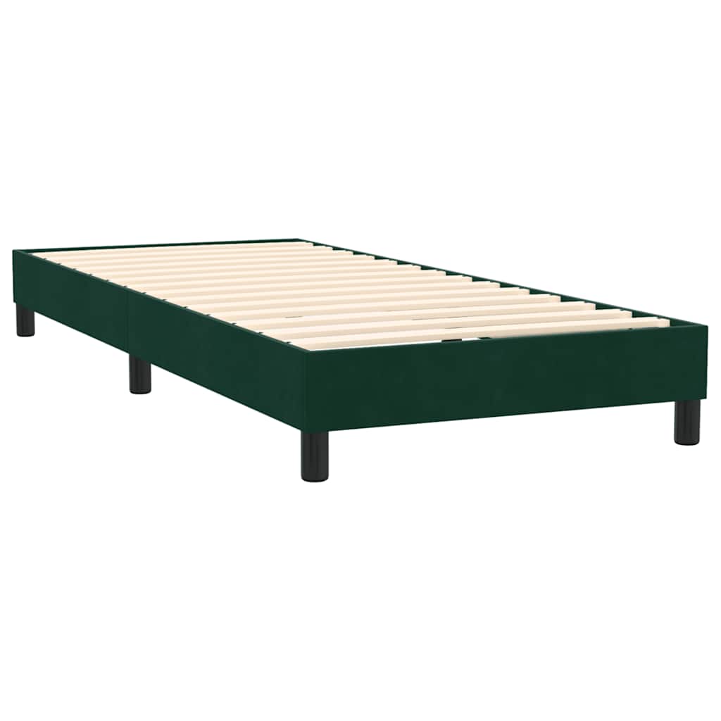 Box Spring κρεβάτι με στρώμα σκούρο πράσινο 80x220εκ. Βελούδινο - Pakobazaar