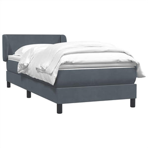 Κρεβάτι Boxspring με Στρώμα Σκούρο Γκρι 90x220 εκ. Βελούδινο