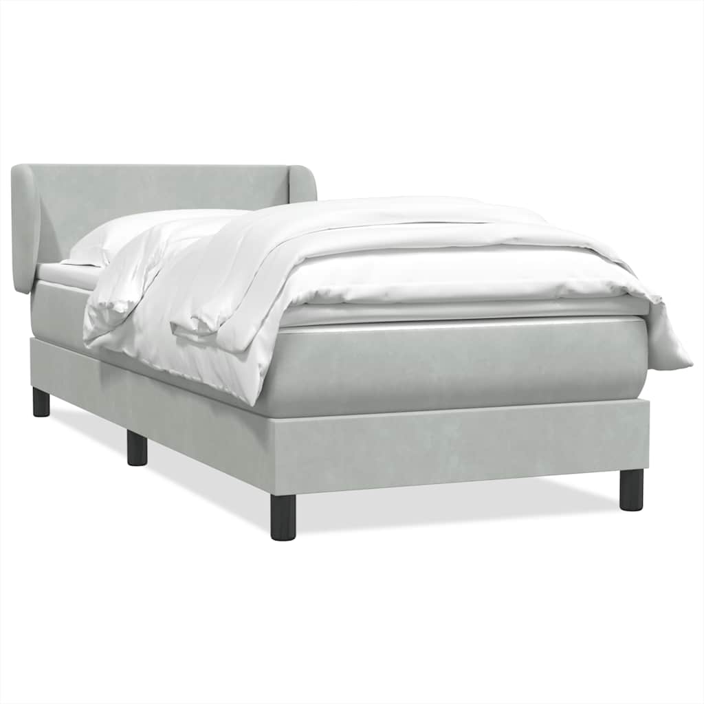 Box Spring κρεβάτι με στρώμα ανοιχτό γκρι 100x220 εκ. Βελούδινο - Pakobazaar