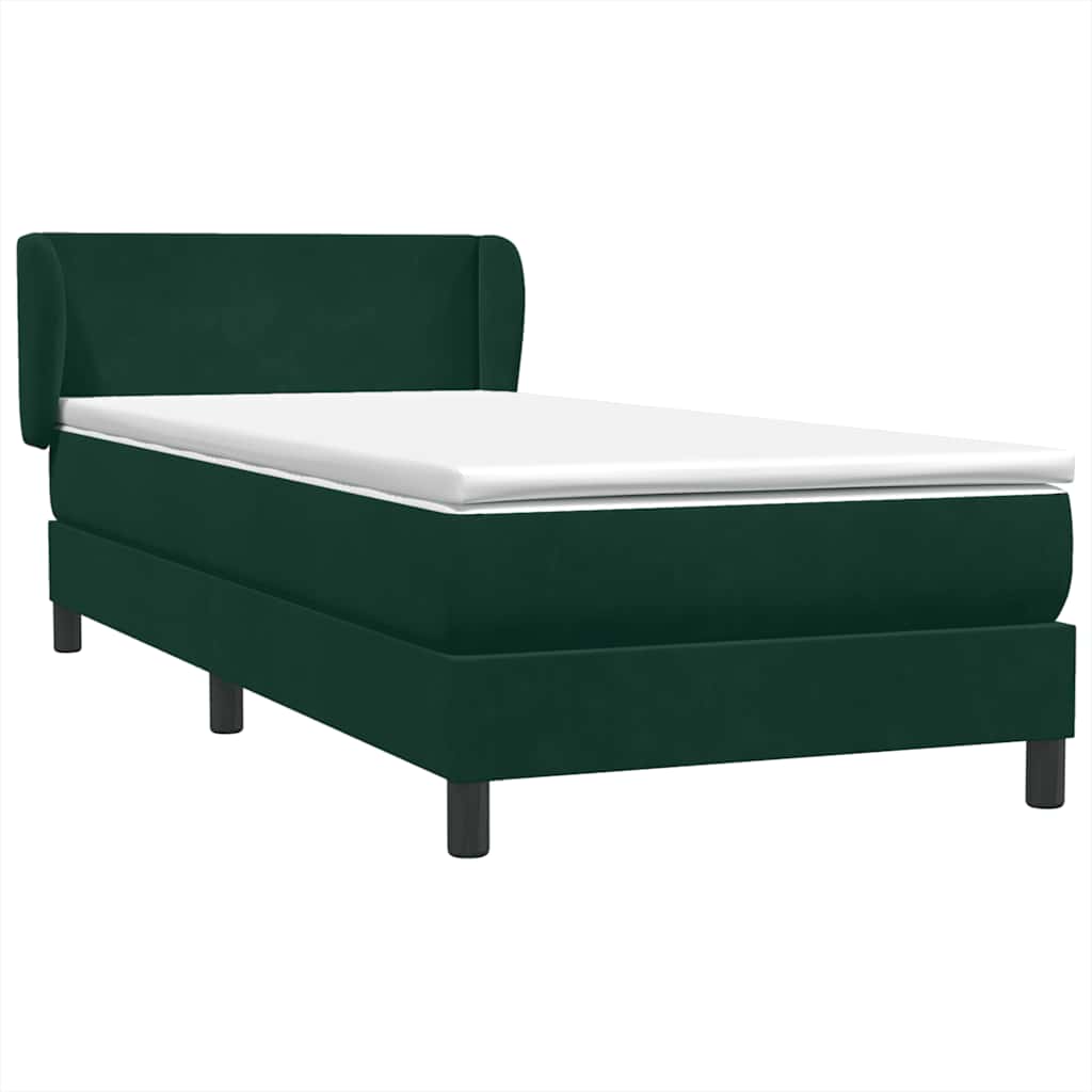 Box Spring κρεβάτι με στρώμα σκούρο πράσινο 100x220cm Βελούδινο - Pakobazaar