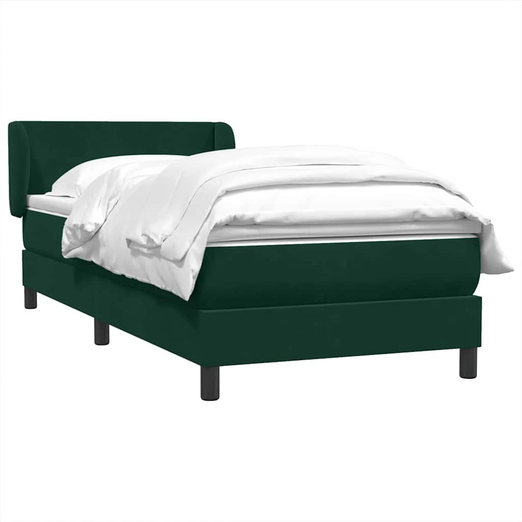 Box Spring κρεβάτι με στρώμα σκούρο πράσινο 100x220cm Βελούδινο - Pakobazaar