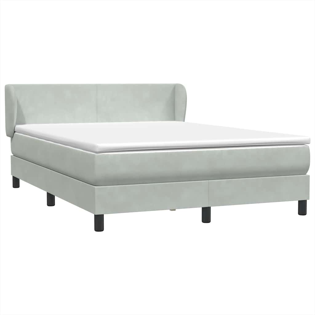 Κρεβάτι Boxspring με Στρώμα Ανοιχτό Γκρι 140x220 εκ. Βελούδινο