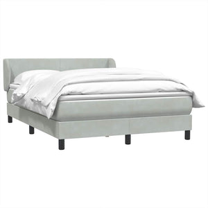 Κρεβάτι Boxspring με Στρώμα Ανοιχτό Γκρι 140x220 εκ. Βελούδινο - Pakobazaar