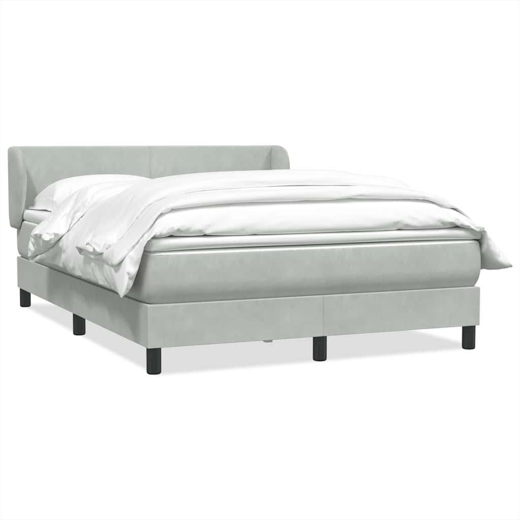 Κρεβάτι Boxspring με Στρώμα Ανοιχτό Γκρι 140x220 εκ. Βελούδινο