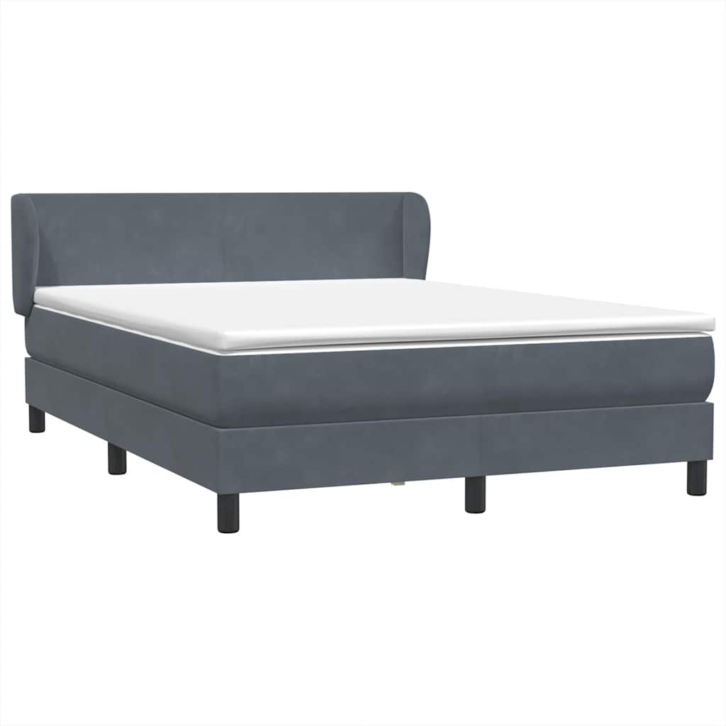 Box Spring Κρεβάτι με στρώμα Σκούρο γκρι 140x220 cm Βελούδινο