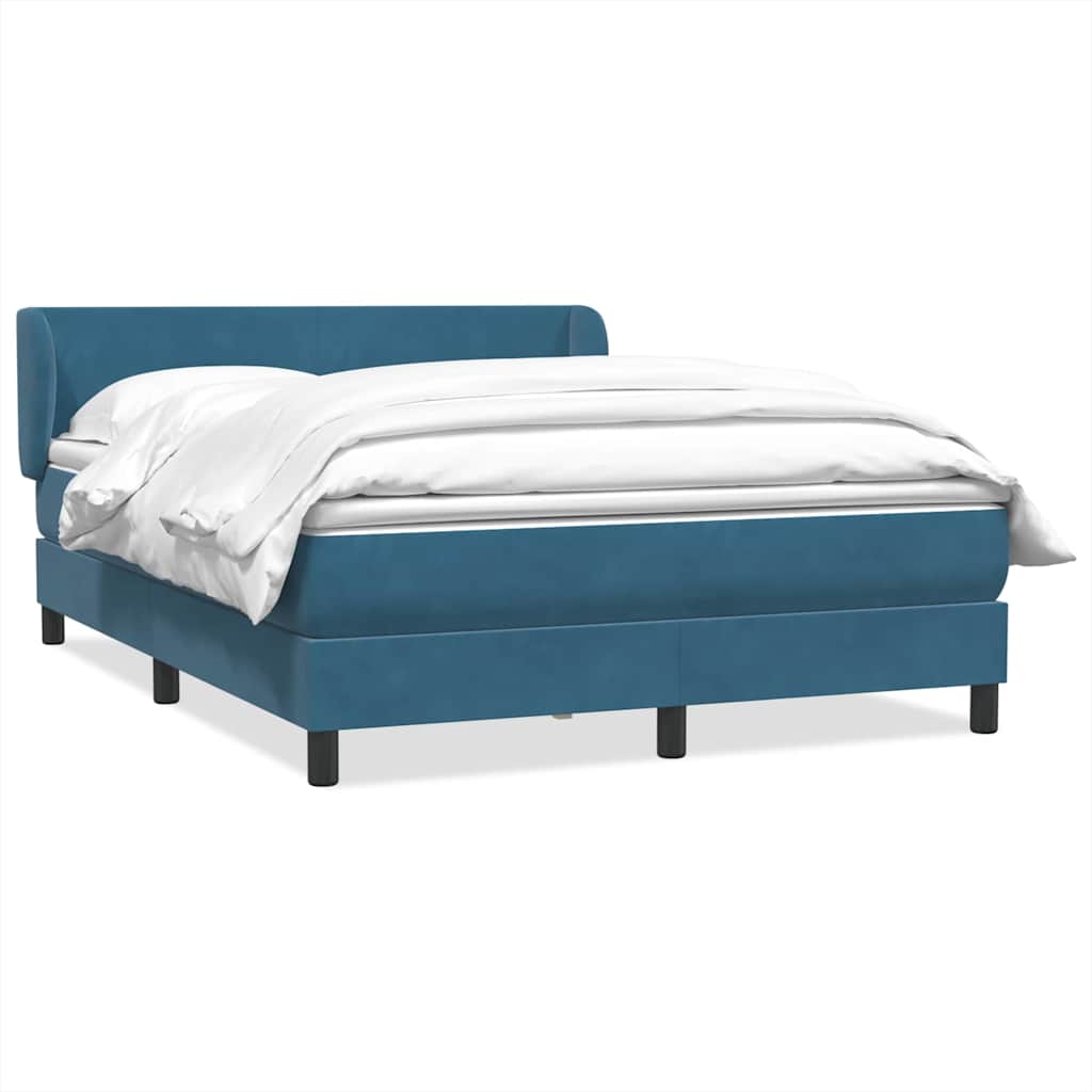 Box Spring κρεβάτι με στρώμα σκούρο μπλε 160x220 cm Βελούδινο - Pakobazaar