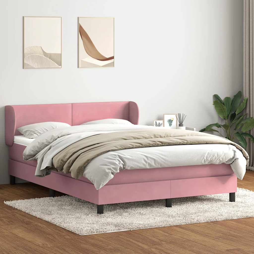 Box Spring κρεβάτι με στρώμα ροζ 160x220 cm Βελούδινο