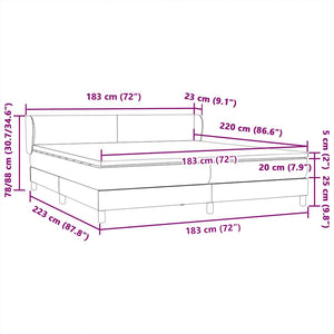 Box Spring κρεβάτι με στρώματα ανοιχτό γκρι 180x220cm Βελούδινο - Pakobazaar