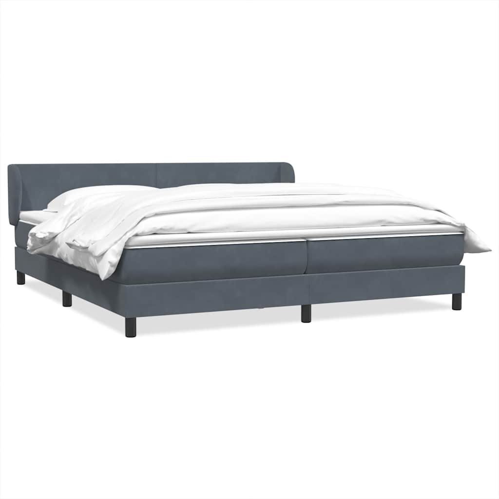 Box Spring Κρεβάτι με στρώματα Σκούρο γκρι 180x220 cm Βελούδινο - Pakobazaar