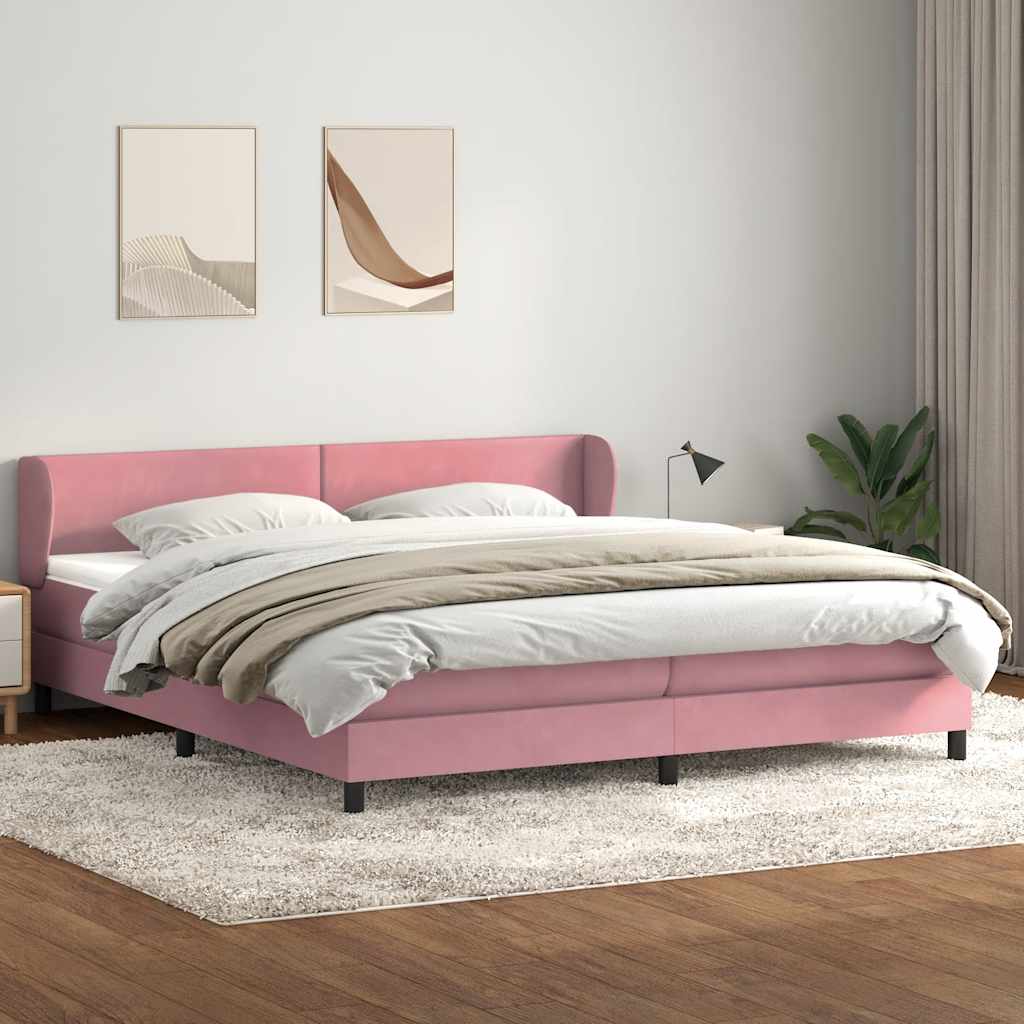 Κρεβάτι με στρώματα ροζ 180x220 cm Βελούδινο - Pakobazaar