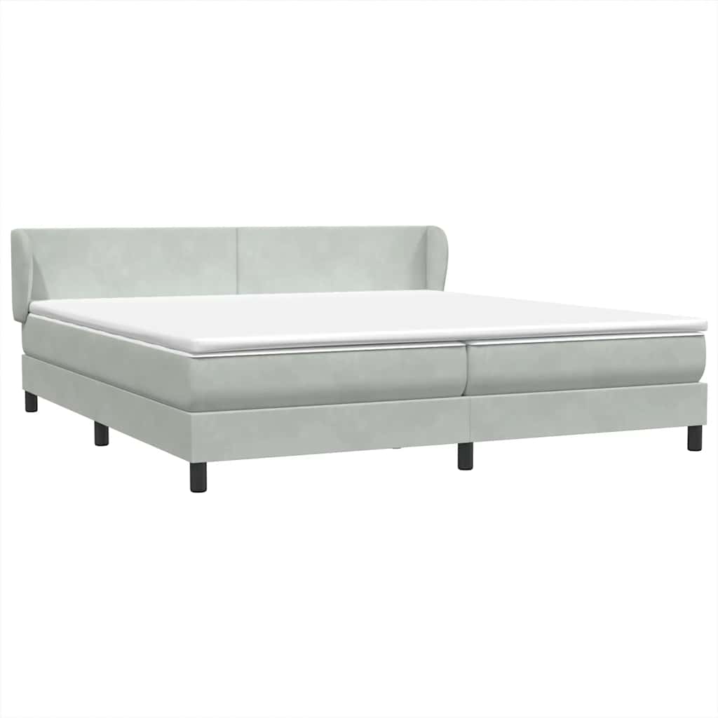 Box Spring κρεβάτι με στρώματα ανοιχτό γκρι 200x220cm Βελούδινο