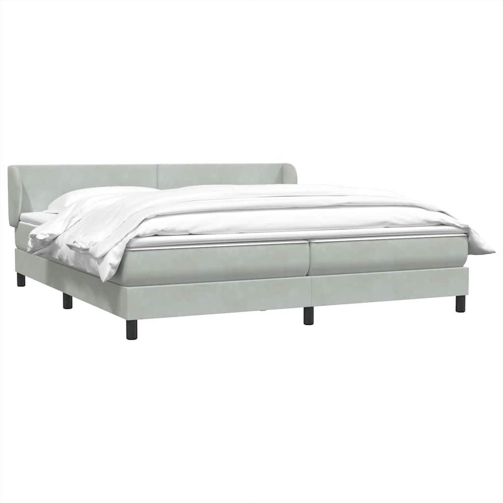 Box Spring κρεβάτι με στρώματα ανοιχτό γκρι 200x220cm Βελούδινο - Pakobazaar