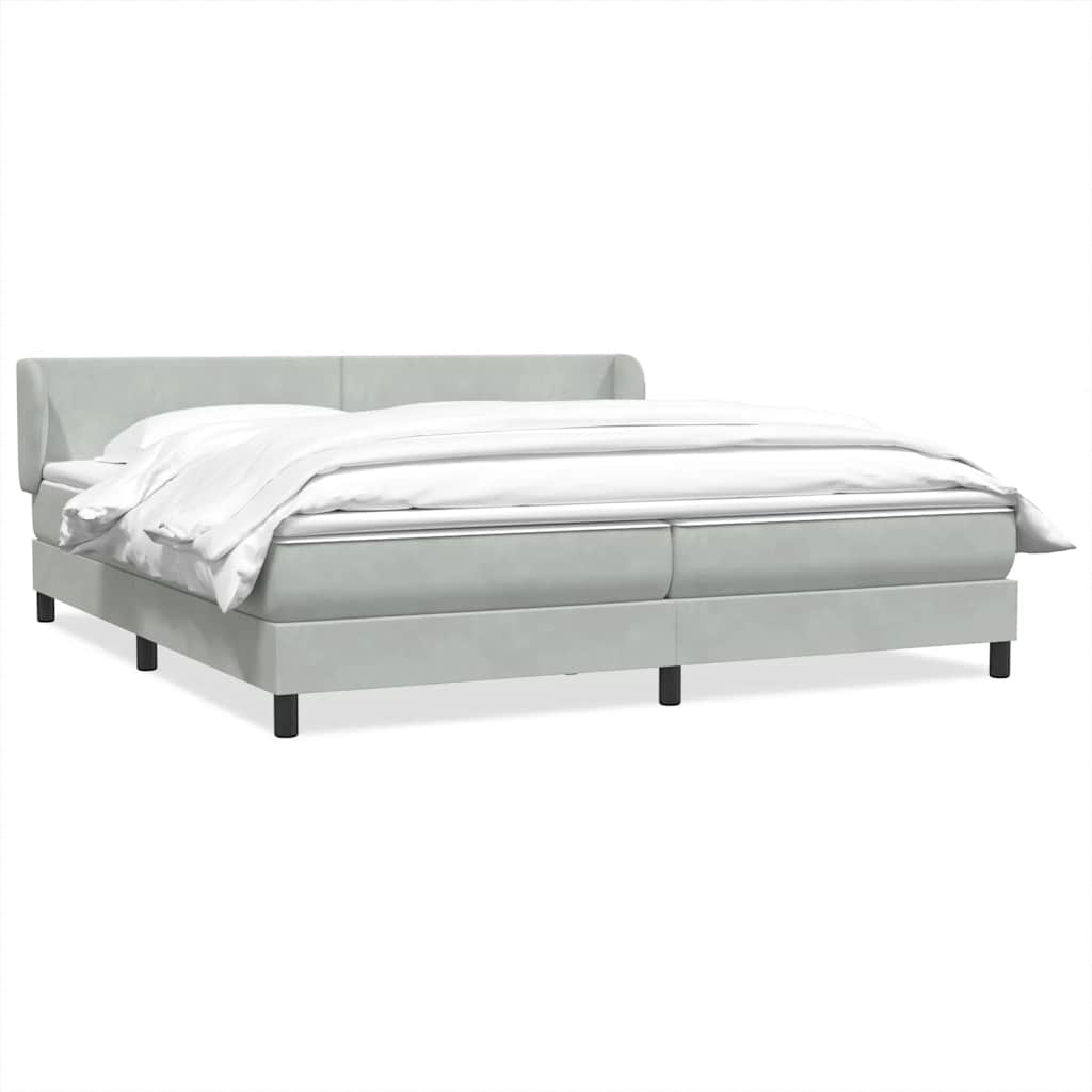 Box Spring κρεβάτι με στρώματα ανοιχτό γκρι 200x220cm Βελούδινο - Pakobazaar