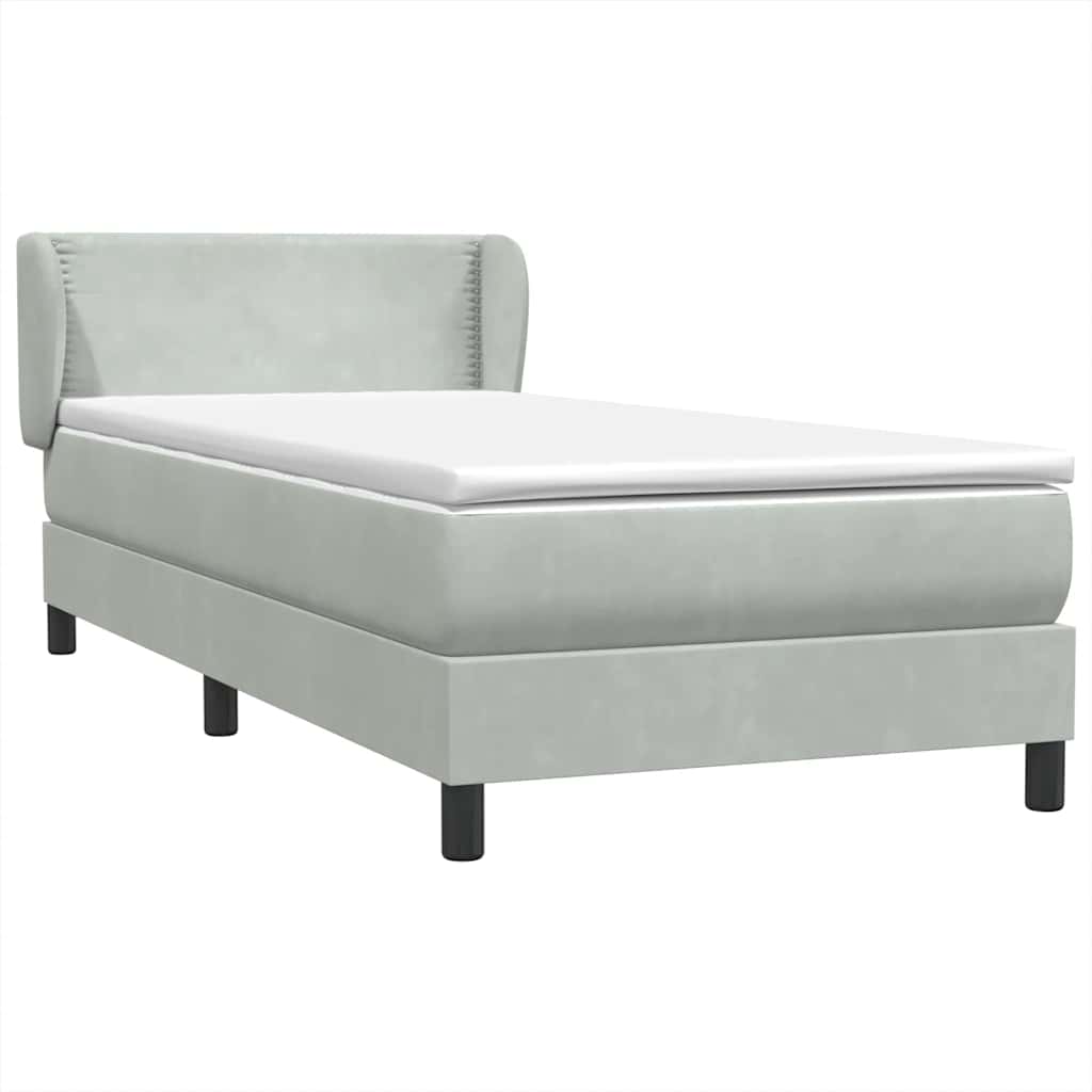 Κρεβάτι Boxspring με Στρώμα Ανοιχτό Γκρι 80x210 εκ. Βελούδινο