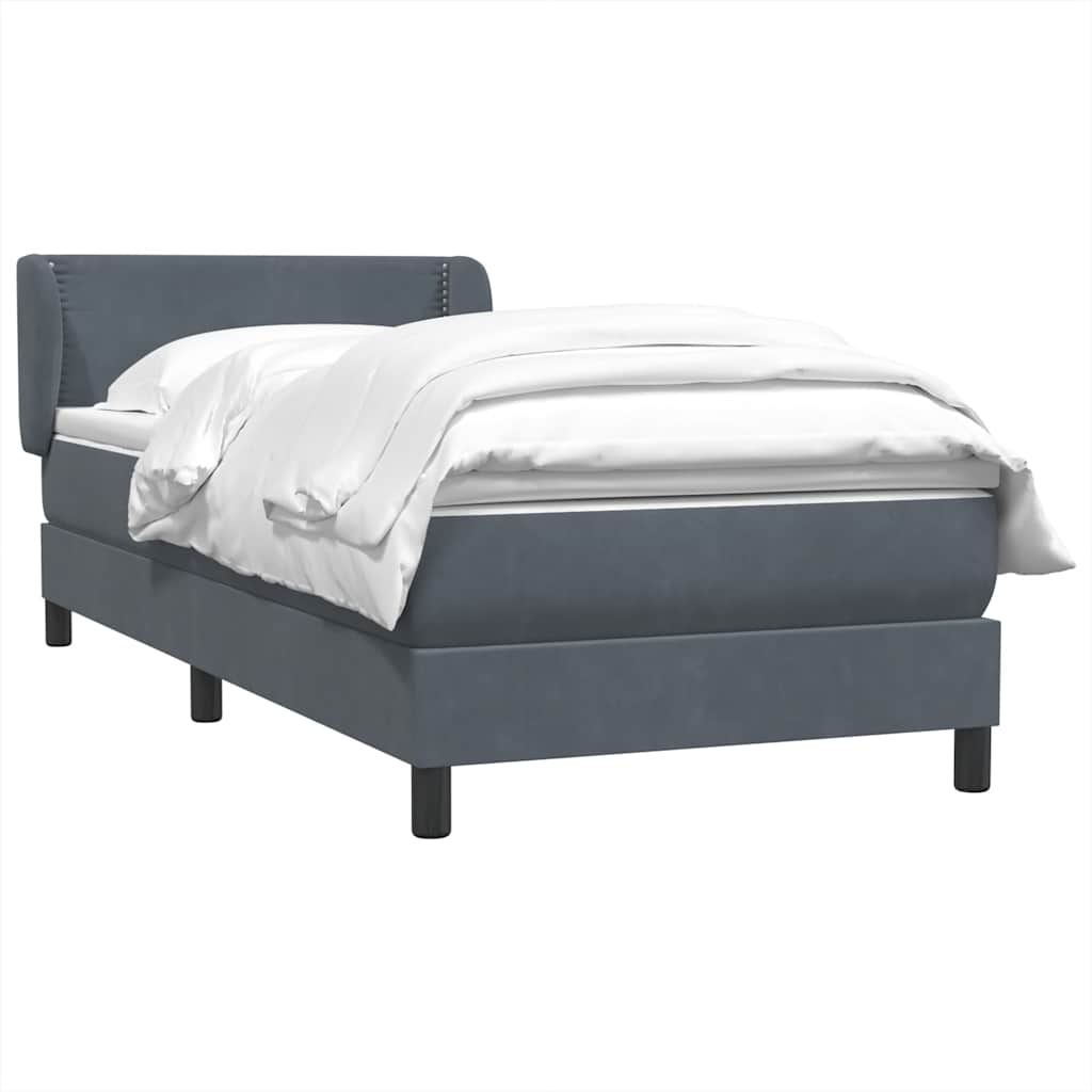 Box Spring Κρεβάτι με στρώμα Σκούρο γκρι 80x210 εκ. Βελούδινο - Pakobazaar