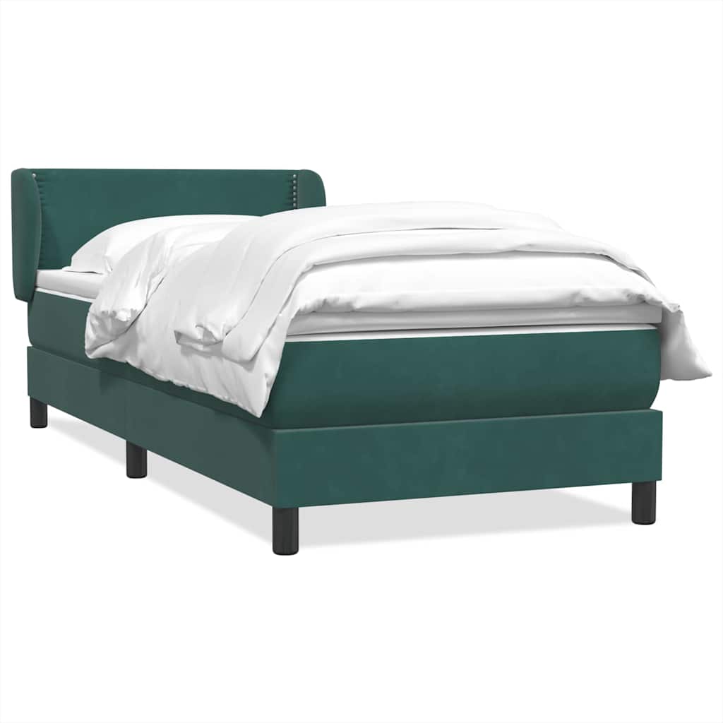Box Spring Κρεβάτι με στρώμα Σκούρο πράσινο 80x210 cm Velvet - Pakobazaar