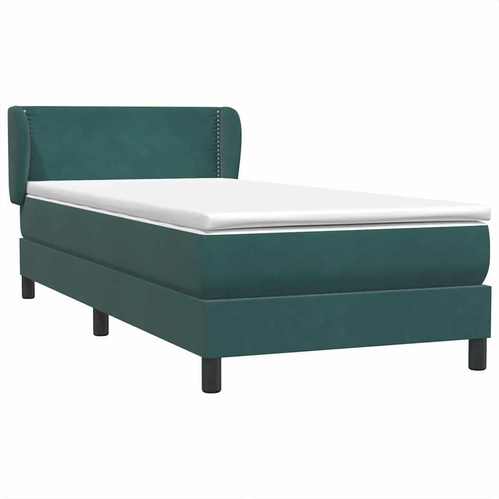 Box Spring Κρεβάτι με στρώμα Σκούρο πράσινο 80x210 cm Velvet - Pakobazaar