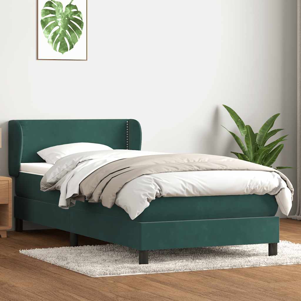 Box Spring Κρεβάτι με στρώμα Σκούρο πράσινο 80x210 cm Velvet - Pakobazaar