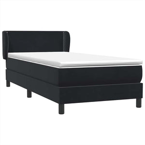 Κρεβάτι Boxspring με Στρώμα Μαύρο 90x210 εκ. Βελούδινο - Pakobazaar
