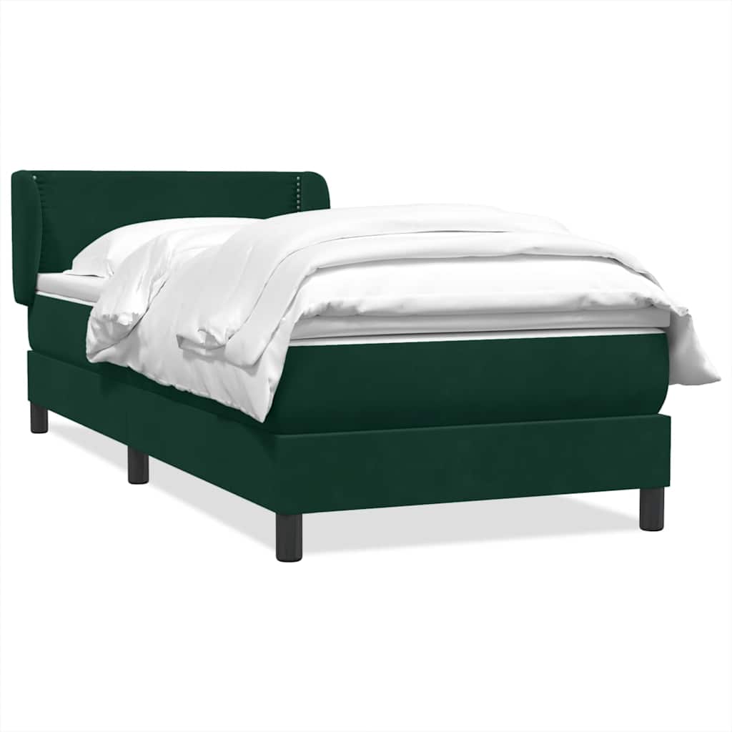 Box Spring κρεβάτι με στρώμα σκούρο πράσινο 90x210εκ. Βελούδινο