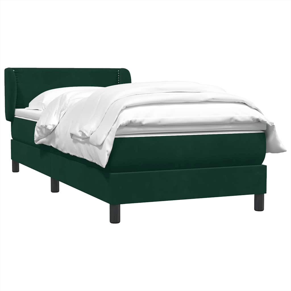 Box Spring κρεβάτι με στρώμα σκούρο πράσινο 90x210εκ. Βελούδινο