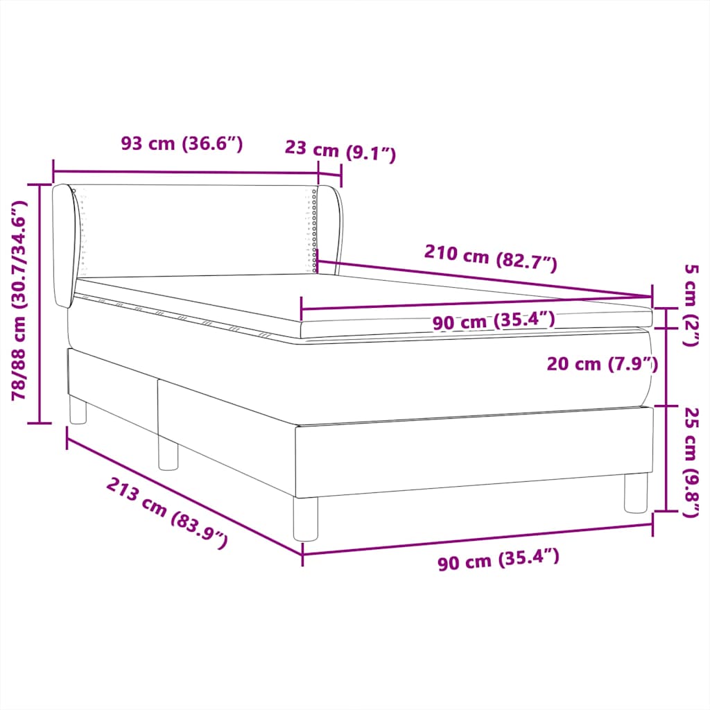 Box Spring κρεβάτι με στρώμα σκούρο πράσινο 90x210εκ. Βελούδινο