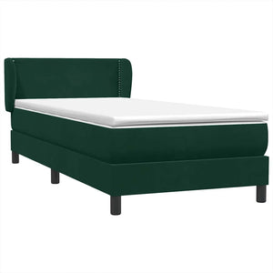 Box Spring κρεβάτι με στρώμα σκούρο πράσινο 90x210εκ. Βελούδινο