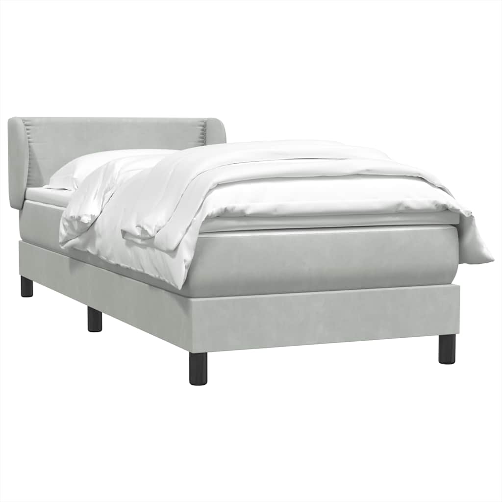 Κρεβάτι Boxspring με Στρώμα Ανοιχτό Γκρι 100x210 εκ. Βελούδινο - Pakobazaar