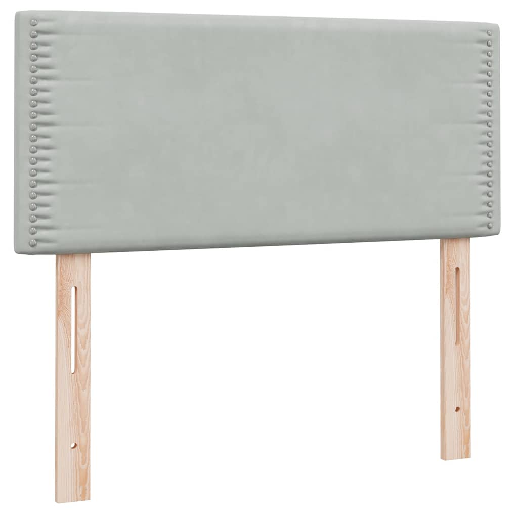Κρεβάτι Boxspring με Στρώμα Ανοιχτό Γκρι 100x210 εκ. Βελούδινο - Pakobazaar