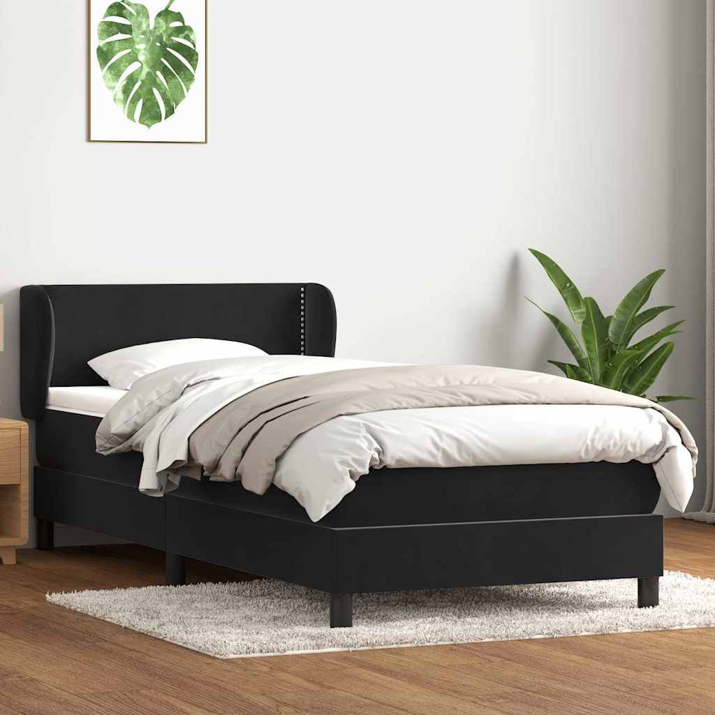 Box Spring Κρεβάτι με στρώμα Μαύρο 100x210 cm Βελούδινο - Pakobazaar