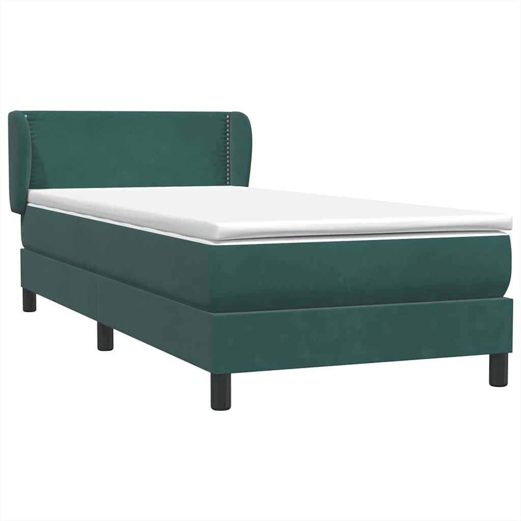 Κρεβάτι Boxspring με Στρώμα Σκούρο Πράσινο 100x210εκ. Βελούδινο - Pakobazaar