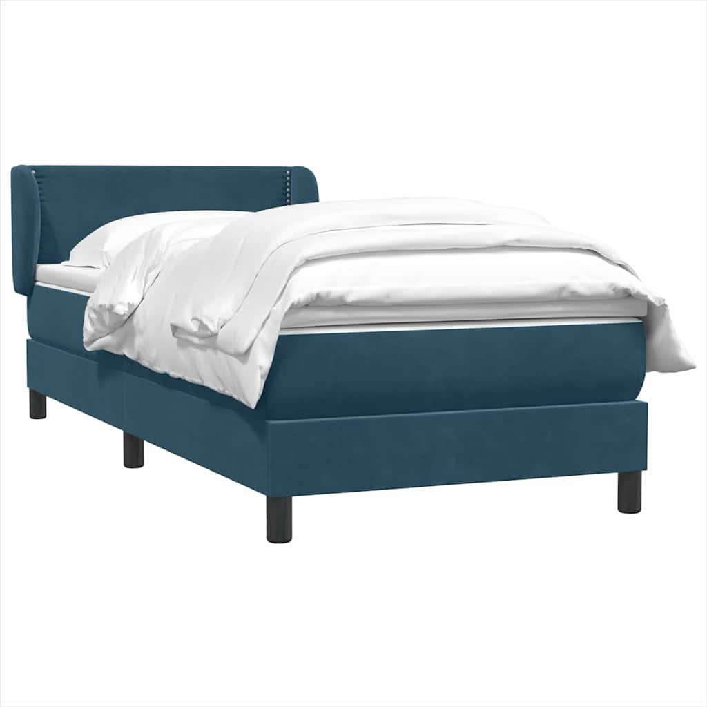 Κρεβάτι Boxspring με Στρώμα Σκούρο Μπλε 100x210 εκ. Βελούδινο - Pakobazaar