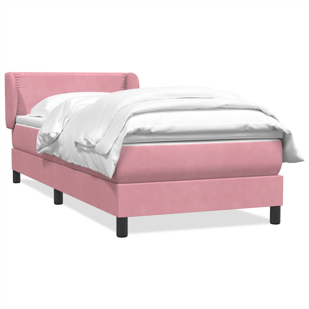 Κρεβάτι Boxspring με Στρώμα Ροζ 100x210 εκ. Βελούδινο