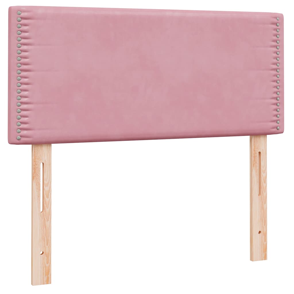 Κρεβάτι Boxspring με Στρώμα Ροζ 100x210 εκ. Βελούδινο
