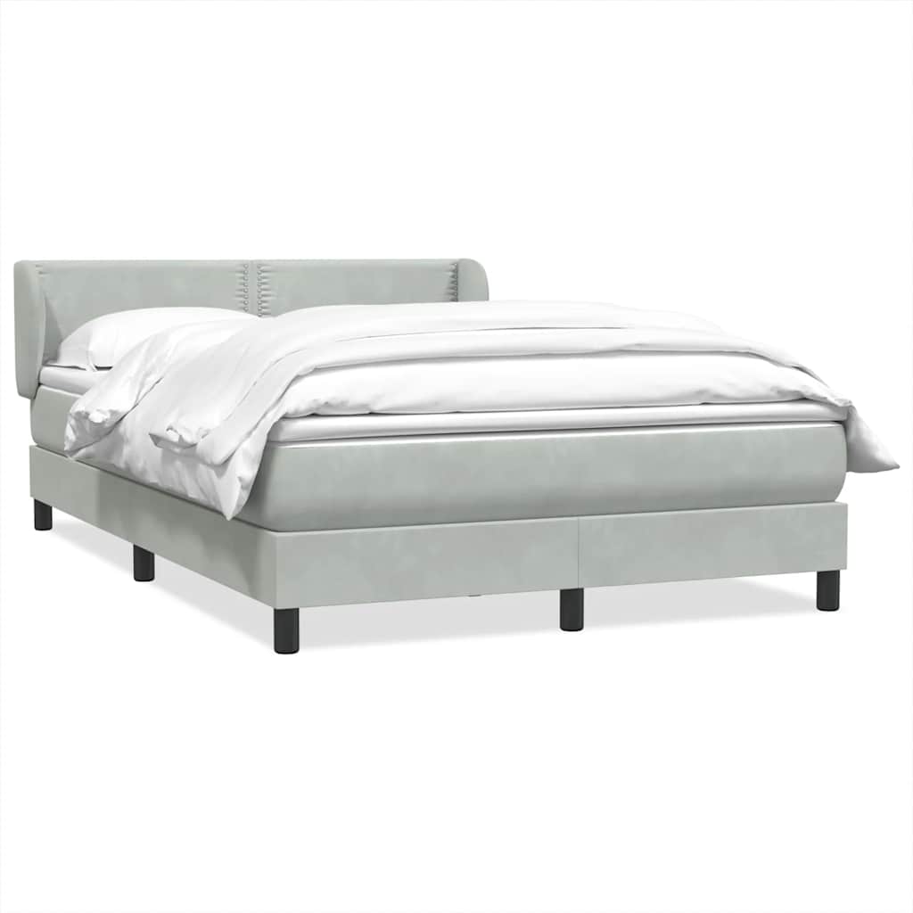 Κρεβάτι Boxspring με Στρώμα Ανοιχτό Γκρι 140x210 εκ. Βελούδινο - Pakobazaar