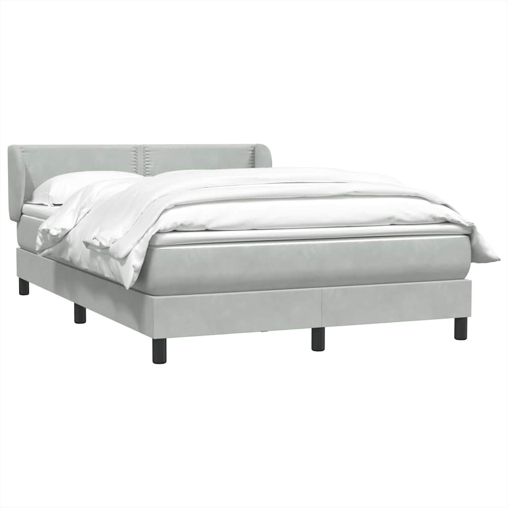 Κρεβάτι Boxspring με Στρώμα Ανοιχτό Γκρι 140x210 εκ. Βελούδινο - Pakobazaar