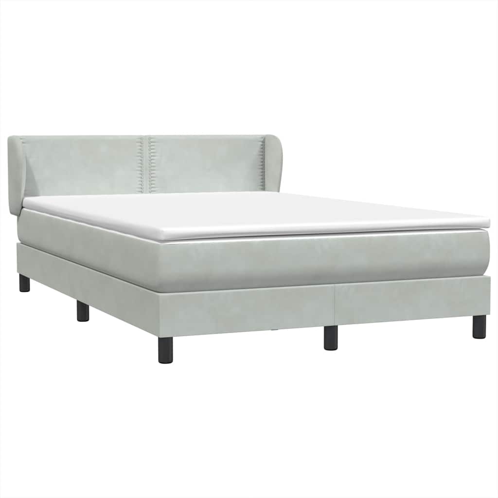 Κρεβάτι Boxspring με Στρώμα Ανοιχτό Γκρι 140x210 εκ. Βελούδινο - Pakobazaar