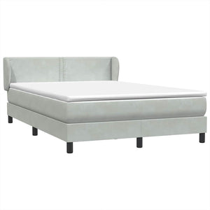 Κρεβάτι Boxspring με Στρώμα Ανοιχτό Γκρι 140x210 εκ. Βελούδινο - Pakobazaar