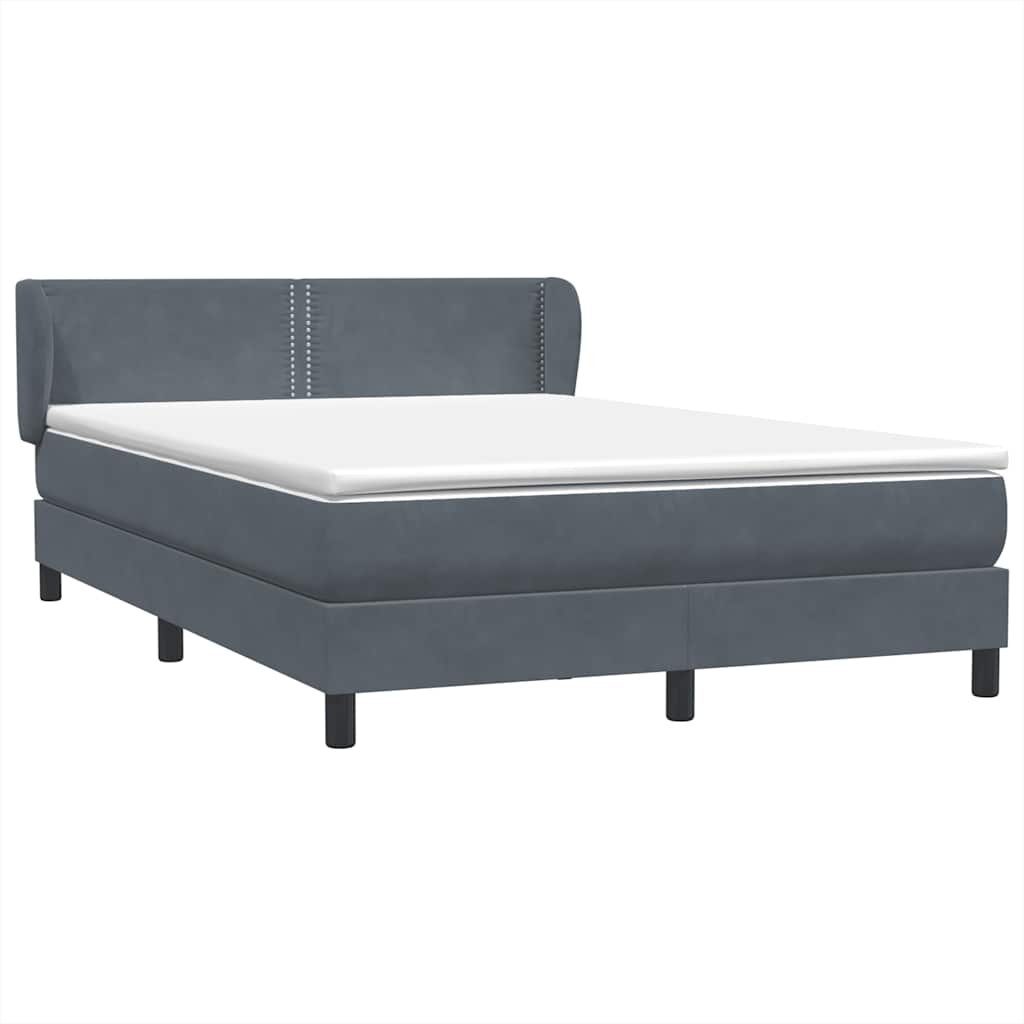 Κρεβάτι Boxspring με Στρώμα Σκούρο Γκρι 140x210 εκ. Βελούδινο