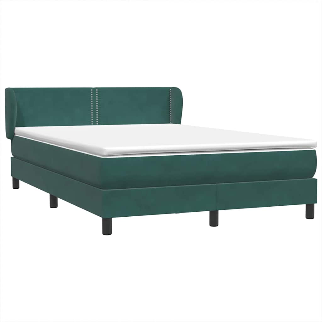 Κρεβάτι Boxspring με Στρώμα Σκούρο Πράσινο 140x210εκ. Βελούδινο