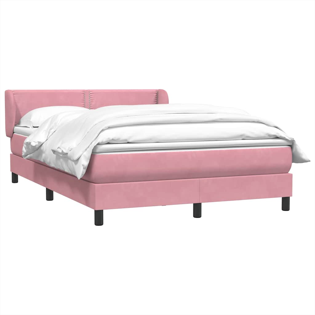 Κρεβάτι Boxspring με Στρώμα Ροζ 140x210 εκ. Βελούδινο - Pakobazaar