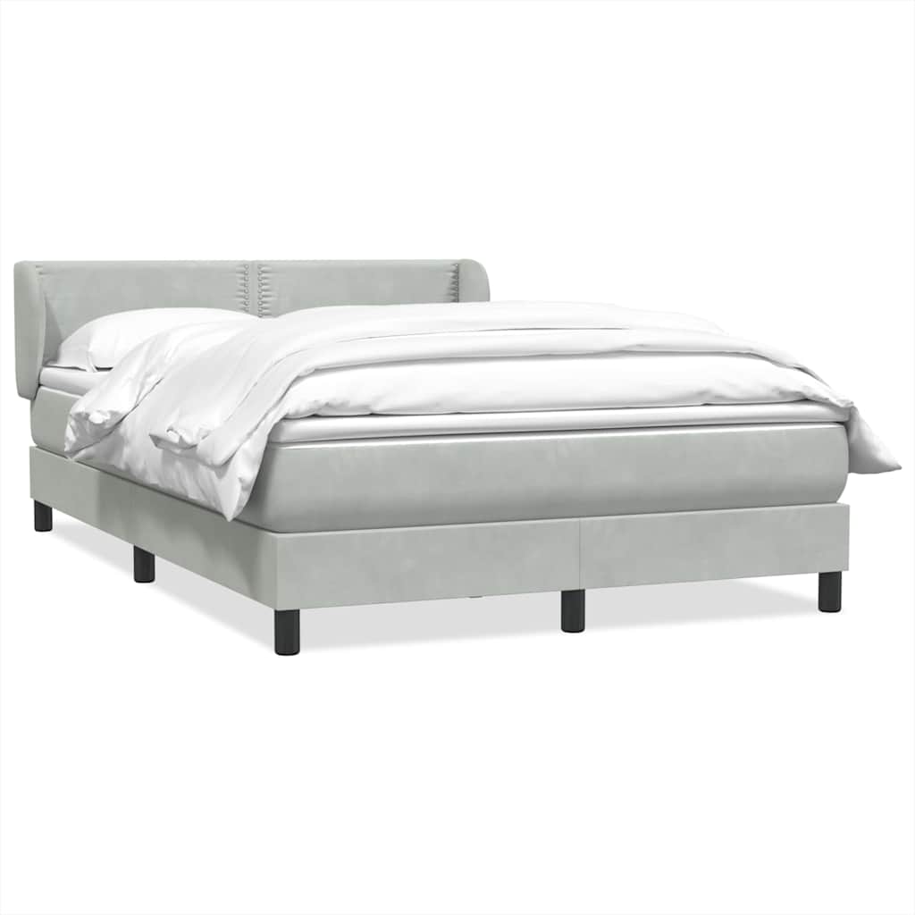 Κρεβάτι Boxspring με Στρώμα Ανοιχτό Γκρι 160x210 εκ. Βελούδινο - Pakobazaar