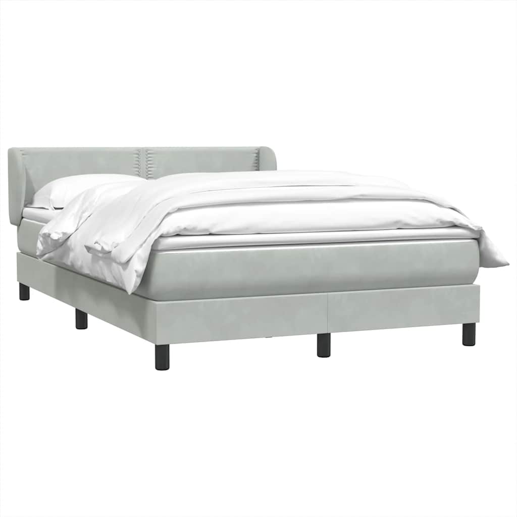 Κρεβάτι Boxspring με Στρώμα Ανοιχτό Γκρι 160x210 εκ. Βελούδινο - Pakobazaar