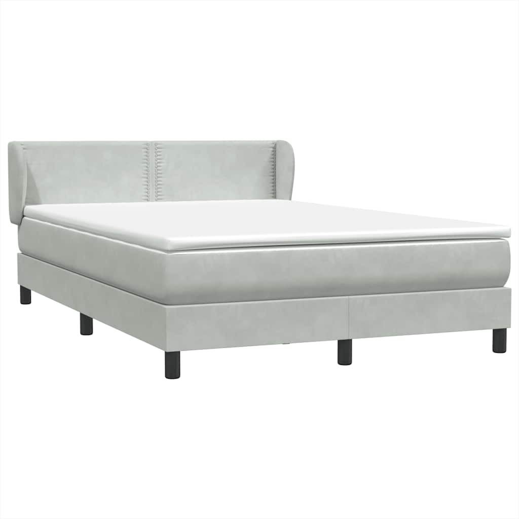 Κρεβάτι Boxspring με Στρώμα Ανοιχτό Γκρι 160x210 εκ. Βελούδινο - Pakobazaar