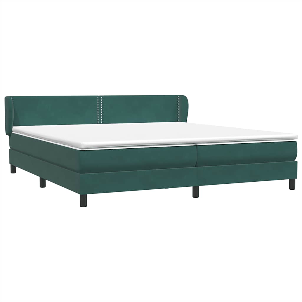 Box Spring Κρεβάτι με στρώματα Σκούρο πράσινο Βελούδινο - Pakobazaar